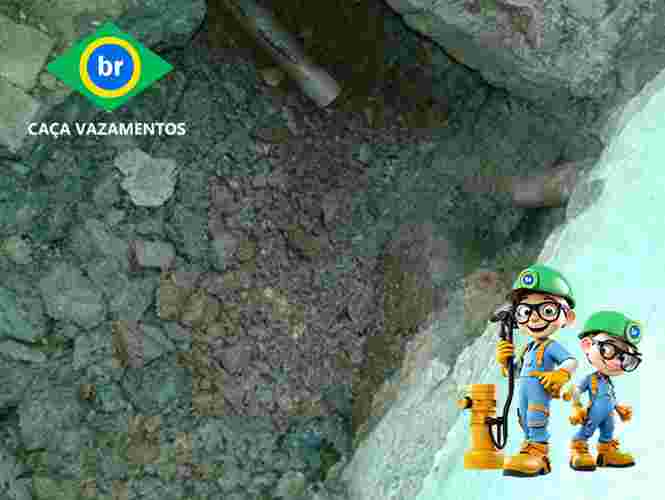 Caça vazamento de água com encanador e detector geofone